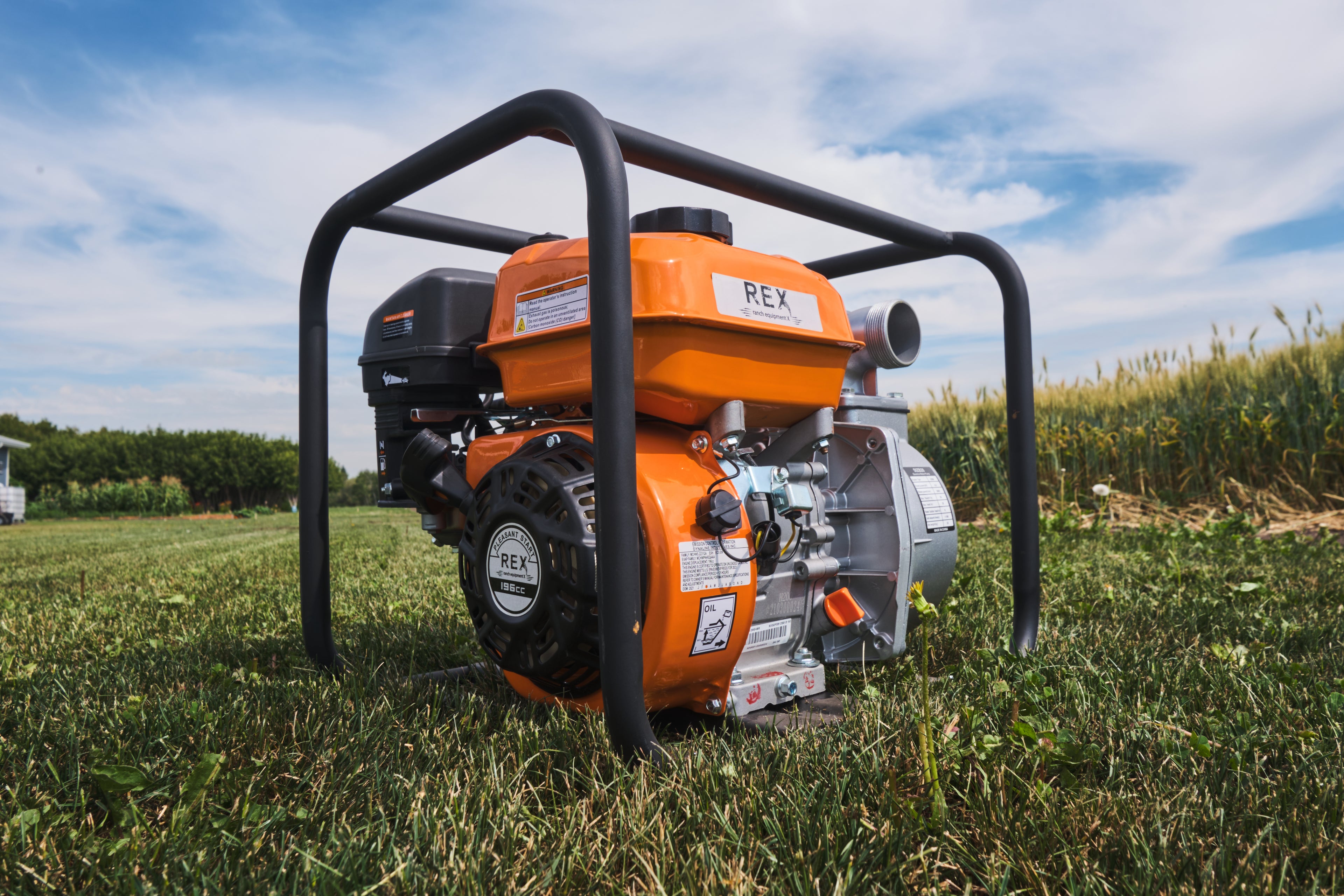 REX Equipment Water Pump Trash Pump Equipment in a Canadian Farm Field