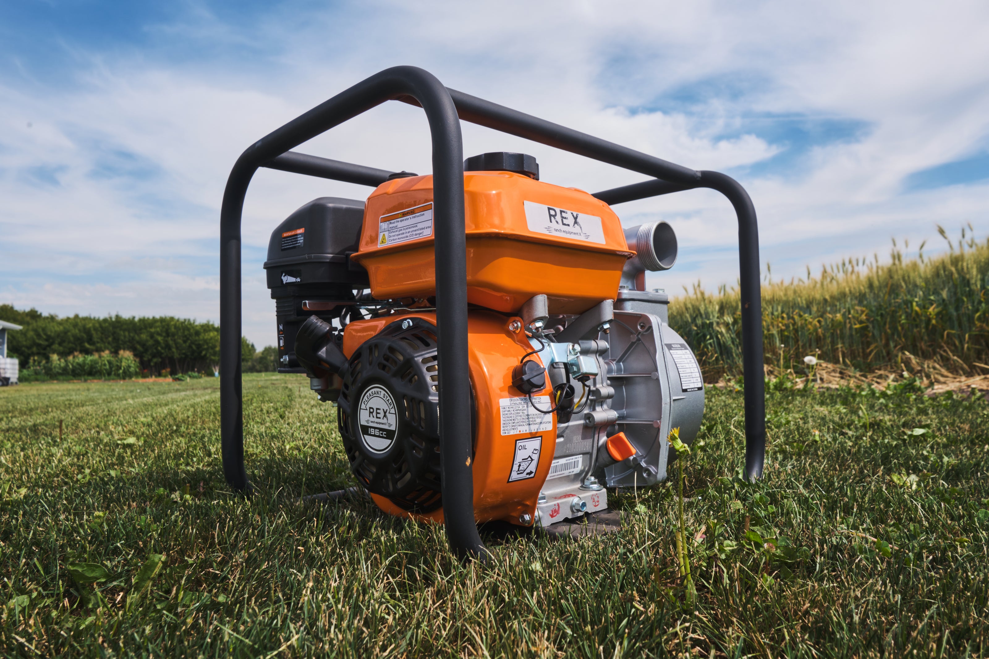 REX Equipment Water Pump Trash Pump Equipment in a Canadian Farm Field