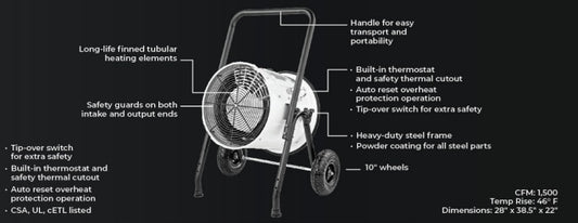 Portable Electric Salamander Heater - PSH15203